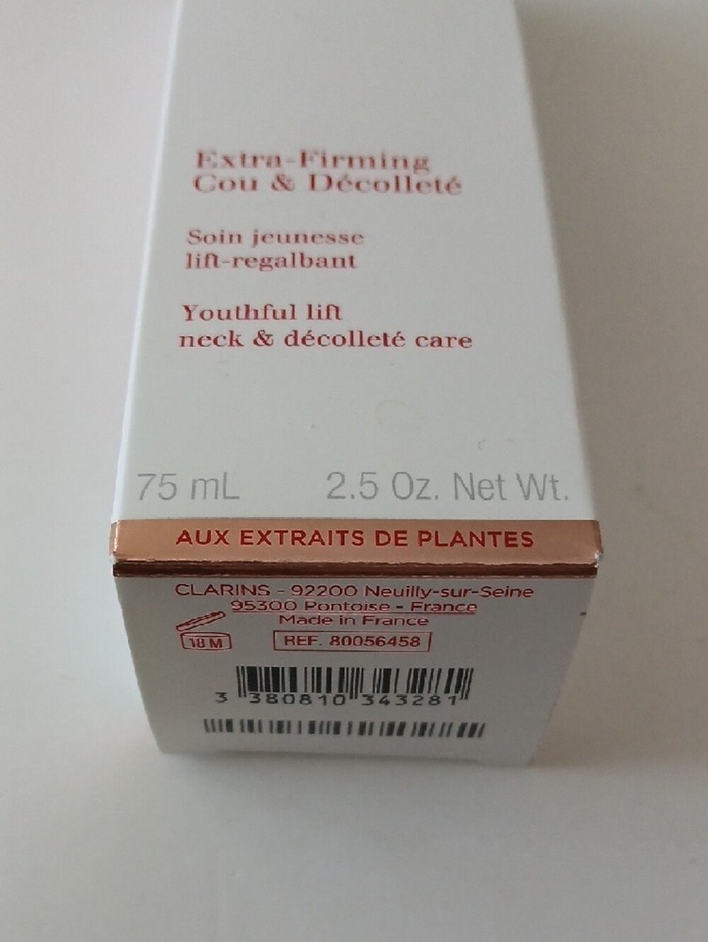 Clarins Extra-Firming Neck & Décolleté Cream - White with Rose Gold Accents - Picture 3 of 6